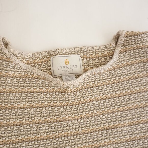 Vintage Express Tricot Taupe Beige Cotton Scoop Neck Cottagecore Sweater M - Picture 9 of 9